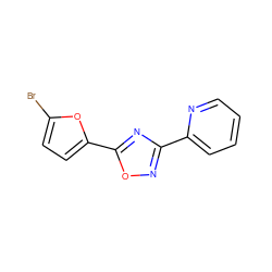 Brc1ccc(-c2nc(-c3ccccn3)no2)o1 ZINC000000204100