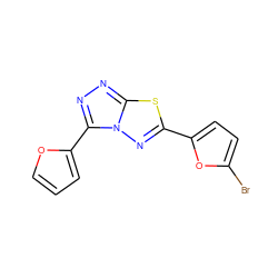 Brc1ccc(-c2nn3c(-c4ccco4)nnc3s2)o1 ZINC000000530804