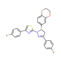 Brc1ccc(C2=NN(c3nc(-c4ccc(Br)cc4)cs3)[C@H](c3ccc4c(c3)OCCO4)C2)cc1 ZINC000095598227