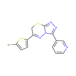 Brc1ccc(C2=Nn3c(nnc3-c3cccnc3)SC2)s1 ZINC000004101591