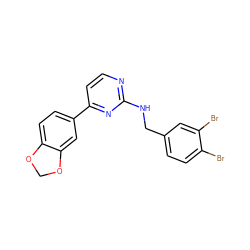 Brc1ccc(CNc2nccc(-c3ccc4c(c3)OCO4)n2)cc1Br ZINC000072140947