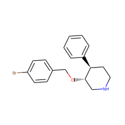 Brc1ccc(CO[C@H]2CNCC[C@@H]2c2ccccc2)cc1 ZINC000027634219