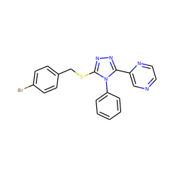 Brc1ccc(CSc2nnc(-c3cnccn3)n2-c2ccccc2)cc1 ZINC000002229910