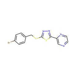 Brc1ccc(CSc2nnc(-c3cnccn3)s2)cc1 ZINC000095574315