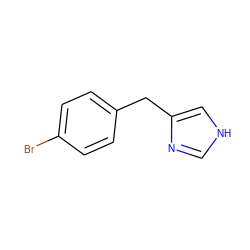 Brc1ccc(Cc2c[nH]cn2)cc1 ZINC000014979069