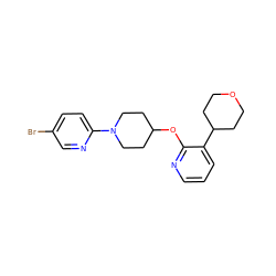 Brc1ccc(N2CCC(Oc3ncccc3C3CCOCC3)CC2)nc1 ZINC000096169007