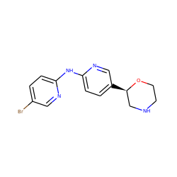 Brc1ccc(Nc2ccc([C@@H]3CNCCO3)cn2)nc1 ZINC000149985806