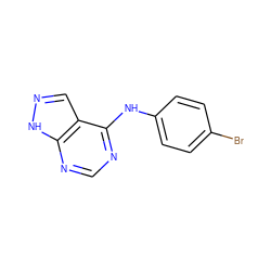 Brc1ccc(Nc2ncnc3[nH]ncc23)cc1 ZINC000013685546