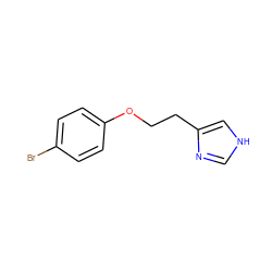 Brc1ccc(OCCc2c[nH]cn2)cc1 ZINC000013758836