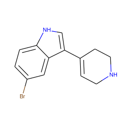 Brc1ccc2[nH]cc(C3=CCNCC3)c2c1 ZINC000003883734