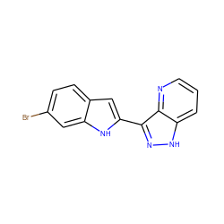 Brc1ccc2cc(-c3n[nH]c4cccnc34)[nH]c2c1 ZINC000064573311