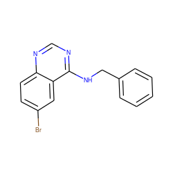 Brc1ccc2ncnc(NCc3ccccc3)c2c1 ZINC000000122248