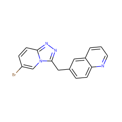 Brc1ccc2nnc(Cc3ccc4ncccc4c3)n2c1 ZINC000167689482