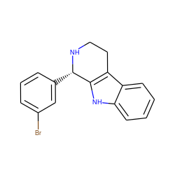 Brc1cccc([C@@H]2NCCc3c2[nH]c2ccccc32)c1 ZINC000022018215