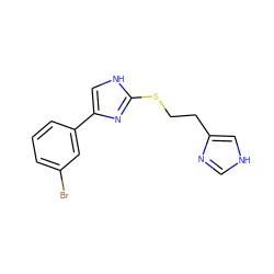 Brc1cccc(-c2c[nH]c(SCCc3c[nH]cn3)n2)c1 ZINC000013764190