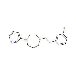 Brc1cccc(CCN2CCCN(c3cccnc3)CC2)c1 ZINC000473090150