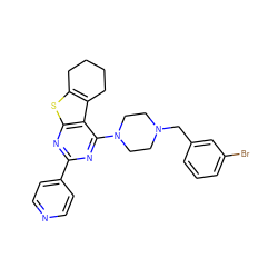 Brc1cccc(CN2CCN(c3nc(-c4ccncc4)nc4sc5c(c34)CCCC5)CC2)c1 ZINC000223659545