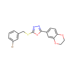 Brc1cccc(CSc2nnc(-c3ccc4c(c3)OCCO4)o2)c1 ZINC000073161904