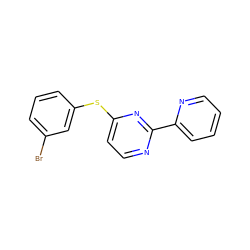 Brc1cccc(Sc2ccnc(-c3ccccn3)n2)c1 ZINC000034577841