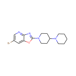 Brc1cnc2nc(N3CCC(N4CCCCC4)CC3)oc2c1 ZINC000073314107