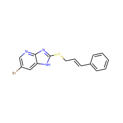 Brc1cnc2nc(SC/C=C/c3ccccc3)[nH]c2c1 ZINC000012508135