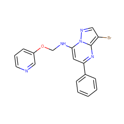 Brc1cnn2c(NCOc3cccnc3)cc(-c3ccccc3)nc12 ZINC000028959130