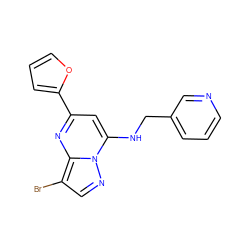 Brc1cnn2c(NCc3cccnc3)cc(-c3ccco3)nc12 ZINC000028959025