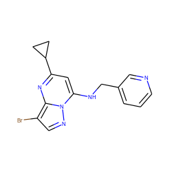 Brc1cnn2c(NCc3cccnc3)cc(C3CC3)nc12 ZINC000028958841