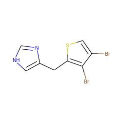 Brc1csc(Cc2c[nH]cn2)c1Br ZINC000000022766