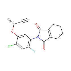 C#C[C@@H](C)Oc1cc(N2C(=O)C3=C(CCCC3)C2=O)c(F)cc1Cl ZINC000000900680