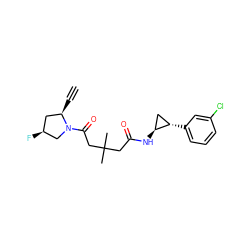 C#C[C@@H]1C[C@H](F)CN1C(=O)CC(C)(C)CC(=O)N[C@H]1C[C@@H]1c1cccc(Cl)c1 ZINC000049046581