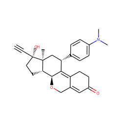 C#C[C@]1(O)CC[C@H]2[C@@H]3OCC4=CC(=O)CCC4=C3[C@@H](c3ccc(N(C)C)cc3)C[C@@]21C ZINC000028703558