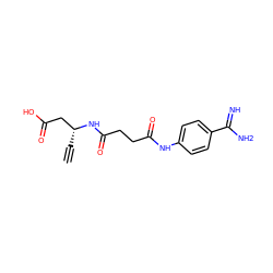 C#C[C@H](CC(=O)O)NC(=O)CCC(=O)Nc1ccc(C(=N)N)cc1 ZINC000001535964