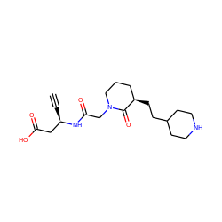 C#C[C@H](CC(=O)O)NC(=O)CN1CCC[C@@H](CCC2CCNCC2)C1=O ZINC000029563373