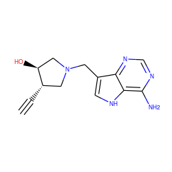 C#C[C@H]1CN(Cc2c[nH]c3c(N)ncnc23)C[C@@H]1O ZINC000064479899