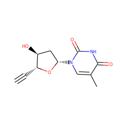 C#C[C@H]1O[C@@H](n2cc(C)c(=O)[nH]c2=O)C[C@@H]1O ZINC000029340541