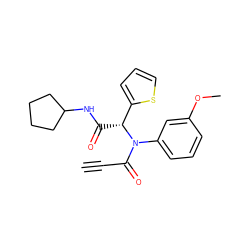 C#CC(=O)N(c1cccc(OC)c1)[C@H](C(=O)NC1CCCC1)c1cccs1 ZINC000001376631