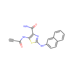 C#CC(=O)Nc1sc(Nc2ccc3ccccc3c2)nc1C(N)=O ZINC000225186892