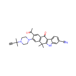 C#CC(C)(C)N1CCN(c2cc3c(cc2C(C)=O)C(=O)c2c([nH]c4cc(C#N)ccc24)C3(C)C)CC1 ZINC000114801612