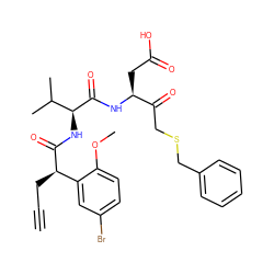 C#CC[C@@H](C(=O)N[C@H](C(=O)N[C@@H](CC(=O)O)C(=O)CSCc1ccccc1)C(C)C)c1cc(Br)ccc1OC ZINC000014947280