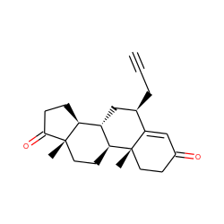 C#CC[C@@H]1C[C@H]2[C@@H]3CCC(=O)[C@@]3(C)CC[C@@H]2[C@@]2(C)CCC(=O)C=C12 ZINC000013765641