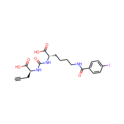 C#CC[C@H](NC(=O)N[C@@H](CCCCNC(=O)c1ccc(I)cc1)C(=O)O)C(=O)O ZINC000045350090