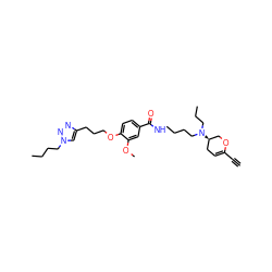 C#CC1=CC[C@@H](N(CCC)CCCCNC(=O)c2ccc(OCCCc3cn(CCCC)nn3)c(OC)c2)CO1 ZINC000473137267