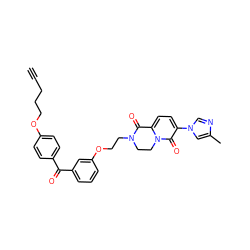 C#CCCCOc1ccc(C(=O)c2cccc(OCCN3CCn4c(ccc(-n5cnc(C)c5)c4=O)C3=O)c2)cc1 ZINC000103247260