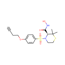 C#CCCOc1ccc(S(=O)(=O)N2CCSC(C)(C)[C@@H]2C(=O)NO)cc1 ZINC000028572463
