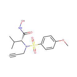 C#CCN([C@@H](C(=O)NO)C(C)C)S(=O)(=O)c1ccc(OC)cc1 ZINC000084651972