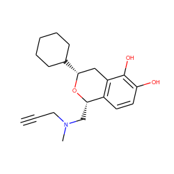 C#CCN(C)C[C@@H]1O[C@H](C2CCCCC2)Cc2c1ccc(O)c2O ZINC000013823844