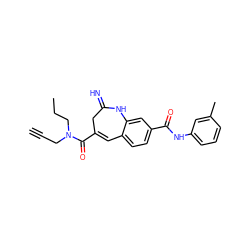 C#CCN(CCC)C(=O)C1=Cc2ccc(C(=O)Nc3cccc(C)c3)cc2NC(=N)C1 ZINC001772654617