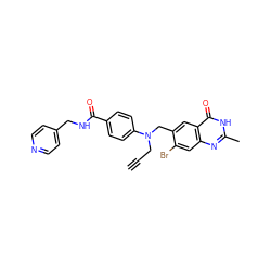 C#CCN(Cc1cc2c(=O)[nH]c(C)nc2cc1Br)c1ccc(C(=O)NCc2ccncc2)cc1 ZINC000001485413