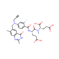 C#CCN(Cc1cc2c(=O)[nH]c(C)nc2cc1C)c1ccc(C(=O)N[C@@H](CCC(=O)O)C(=O)N(C)[C@@H](CCC(=O)O)C(=O)O)c(F)c1 ZINC000029318045